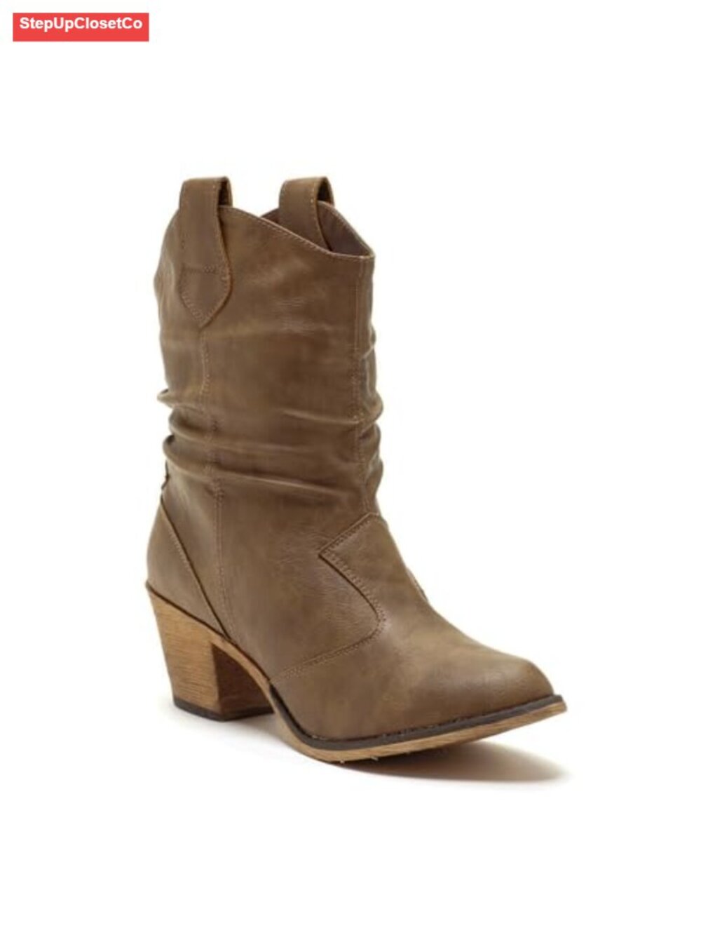 Western Cowboy Distressed Boot Pull-Up Tabs Mid-Calf Women's